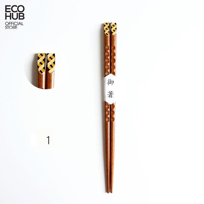 Đũa gỗ ma thuật chạm khắc thủ công ECOHUB bằng gỗ tự nhiên (Wooden Chopsticks) E00320