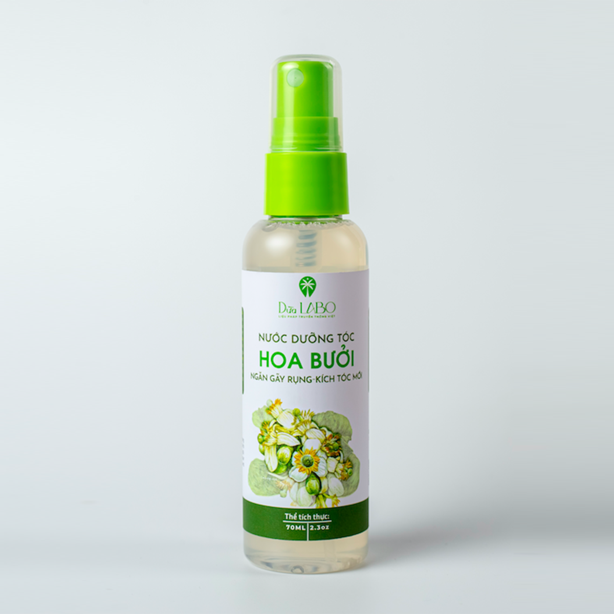 Nước dưỡng tóc Hoa Bưởi 70ml (Pomelo Flower Hair Toner) ngăn rụng tóc, kích tóc mới, mềm mượt &amp; vấn vương hoa bưởi