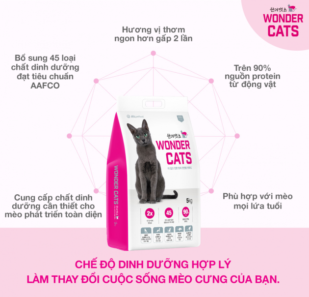 [DATE MỚI/ 5KG] [WONDER CATS] - THỨC ĂN HẠT QUỐC DÂN THƠM NGON, BỔ DƯỠNG CHO MÈO MỌI LỨA TUỔI - THƯƠNG HIỆU HÀN QUỐC