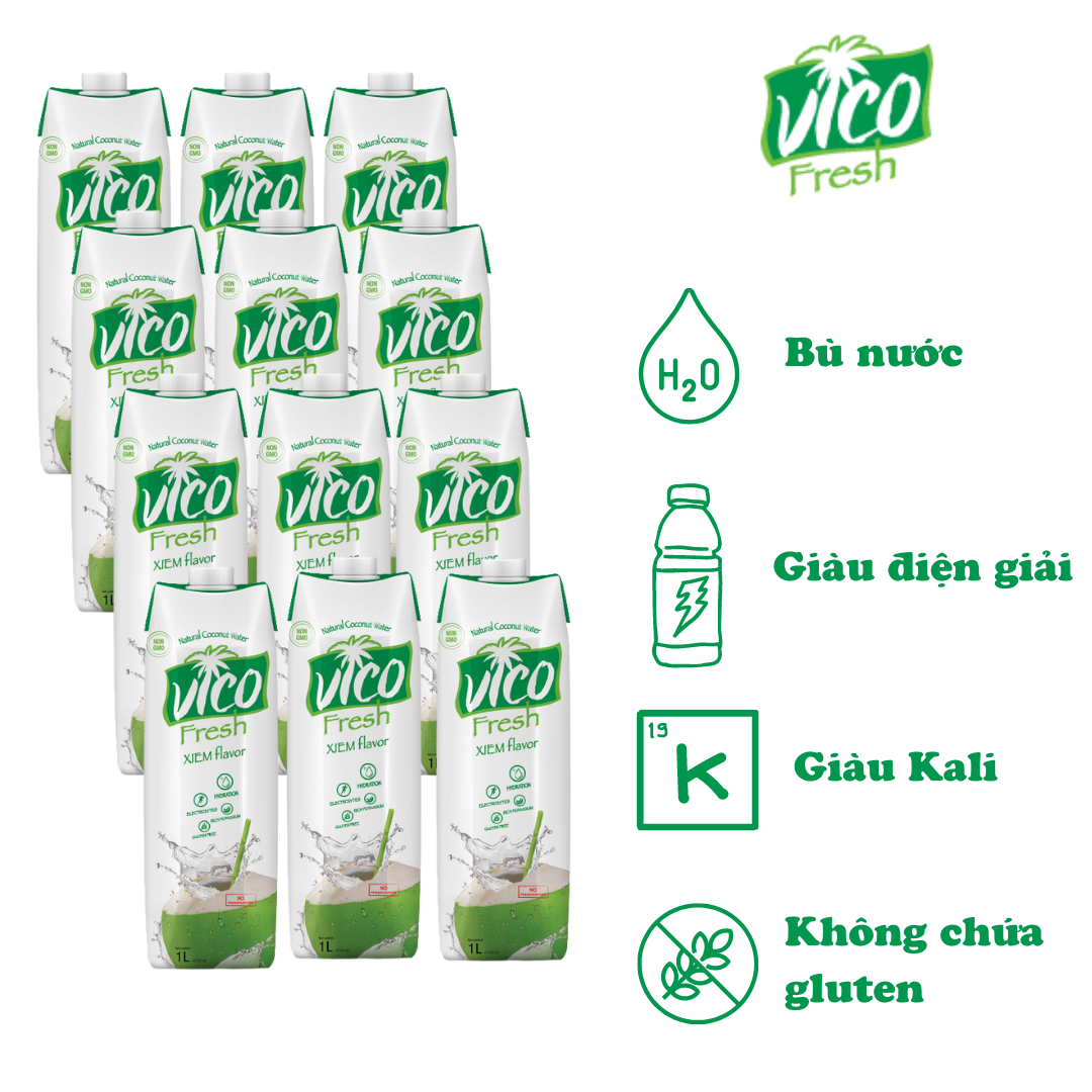 Thùng 12 hộp Nước dừa xiêm VICOFRESH