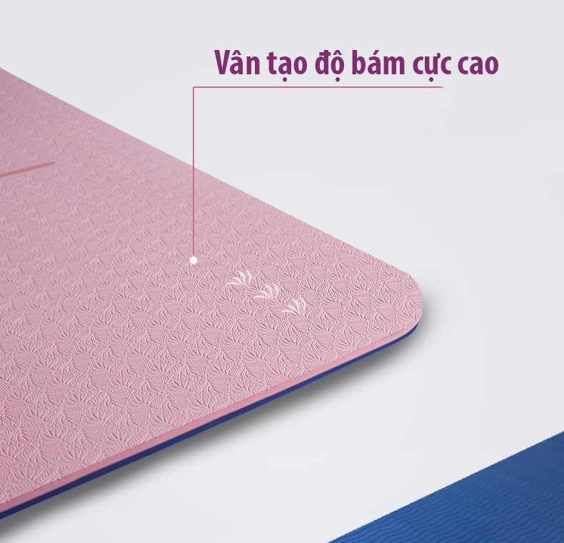 Thảm tập yoga định tuyến TPE 6mm 2 lớp - Tím hồng (Kèm túi và dây buộc)