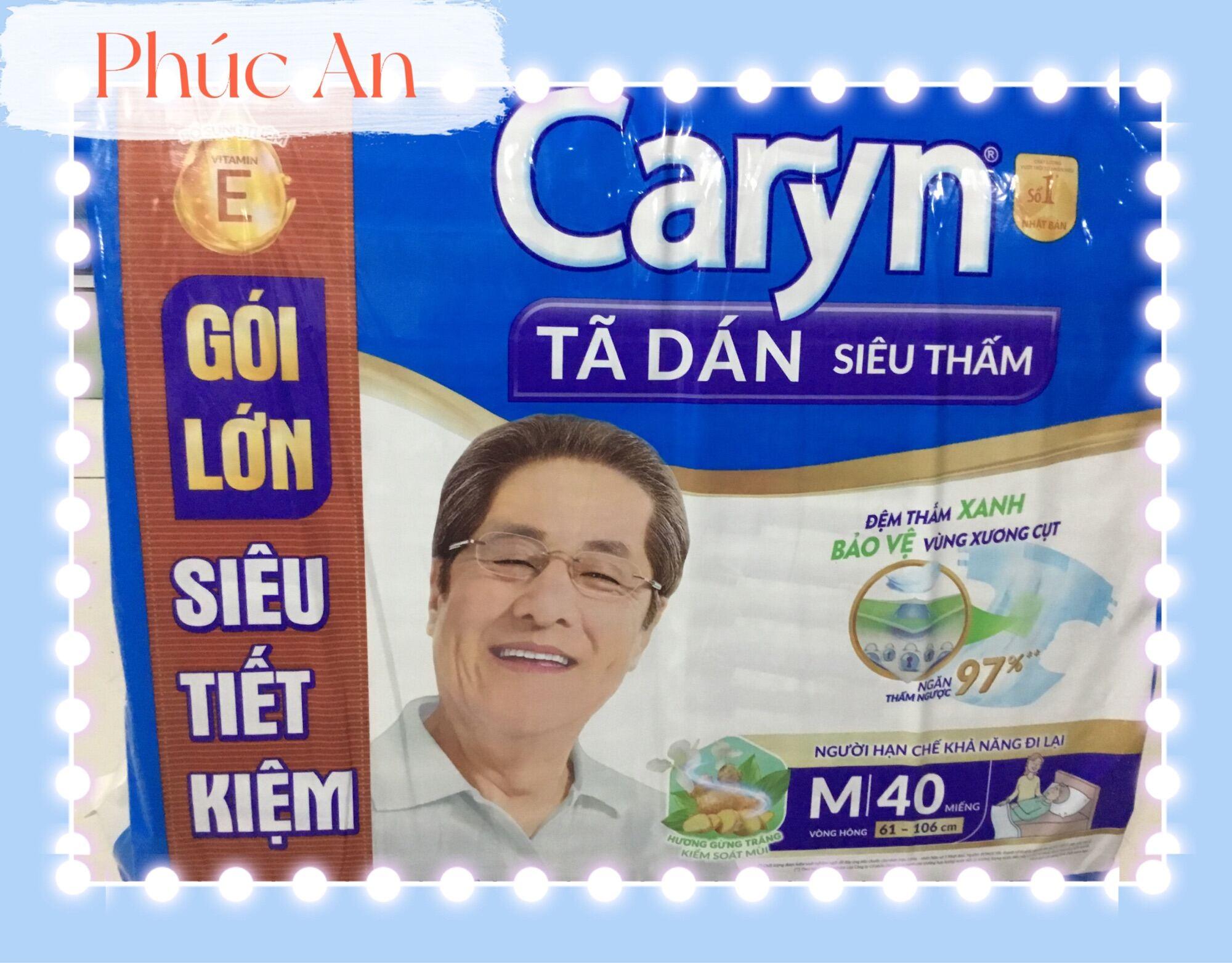 Tã Dán Người Già Siêu Thấm Caryn Size M 40 Miếng Vòng Hông 61 đến 106 Cm - Bỉm Dán Người Cao Tuổi Size M40 Caryn