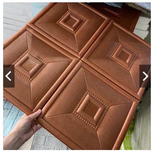 Bộ 20 Tấm Xốp Dán Tường Da Ô Vuông, Da P3 Nâu Đồng