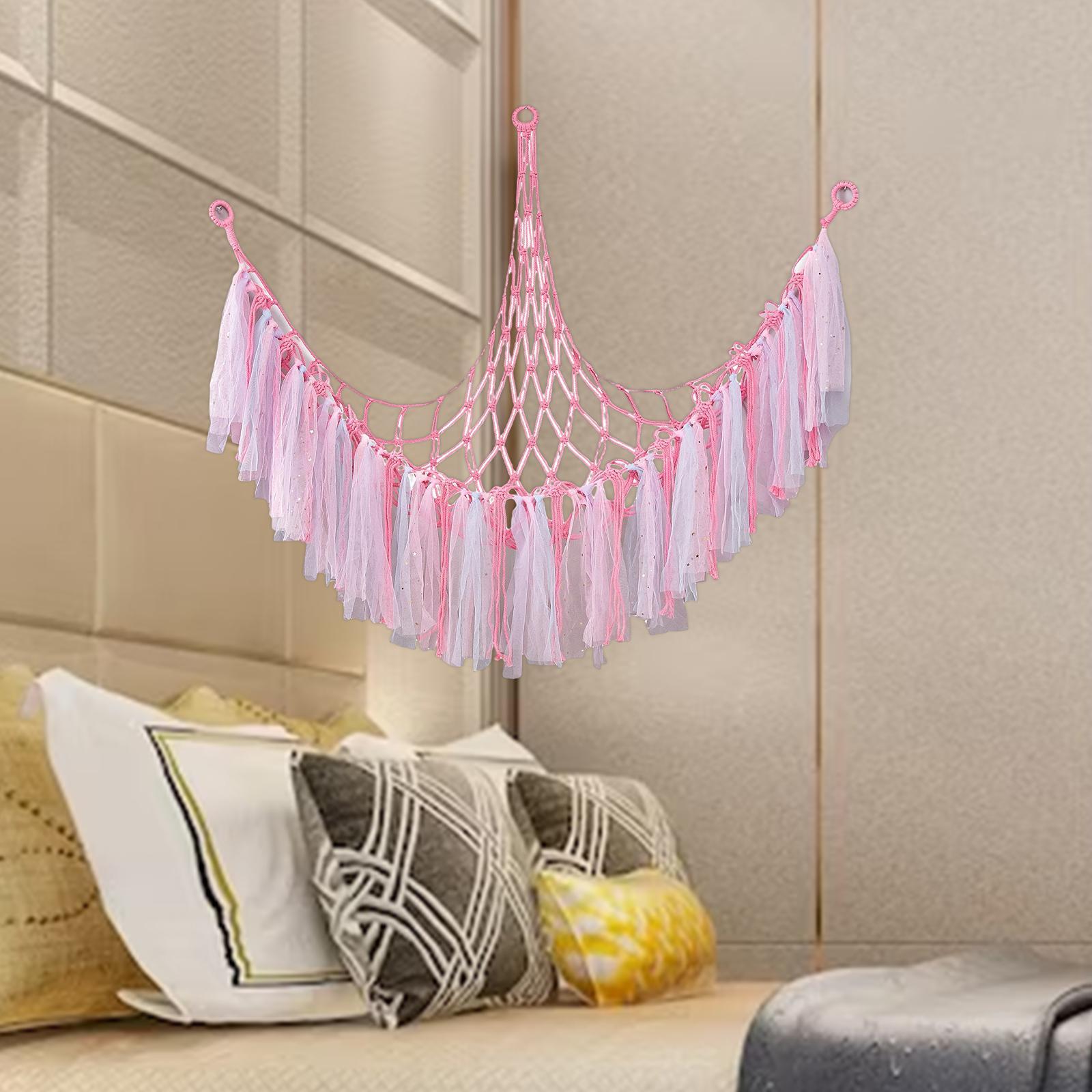 Creative Toy Hammock Wall Mounted Children Toy Holder with Tassels Decor