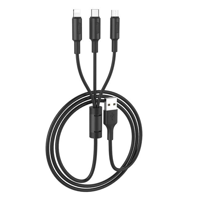 Cáp sạc Hoco X25: 3 trong 1 , micro usb và type C- 2A.-hàng chính hãng