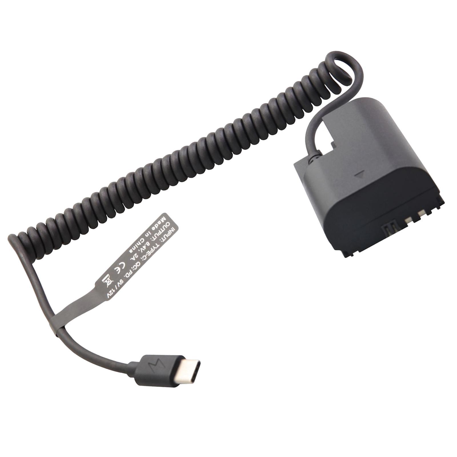 Dummy Battery Adapter Spring Cable, Type C/Usb-C to LP E6 for R R5 R6 90D 5D Mark II III IV