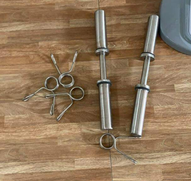 Đòn tạ 50cm inox phi 50 tập tay - Tặng kèm 4 chiếc khóa tạ hai đầu