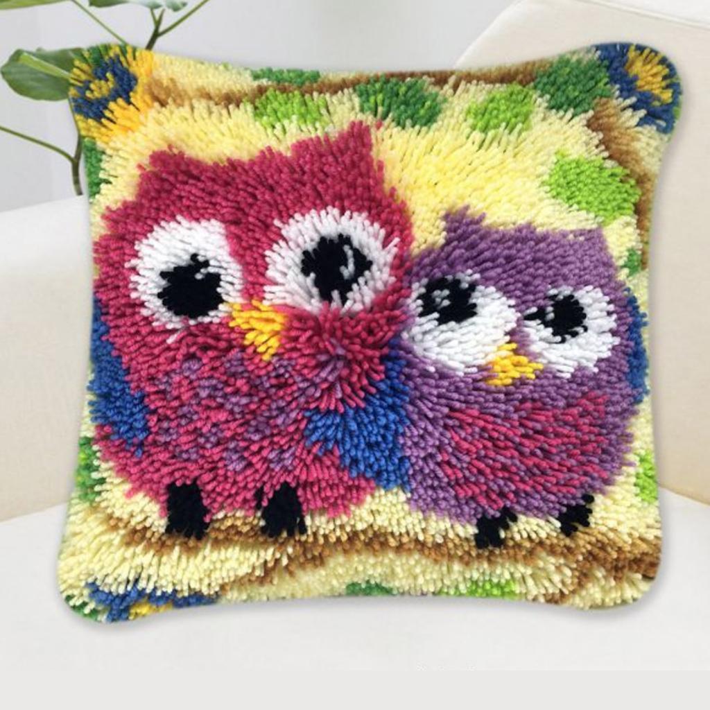 1 Set Latch Hook Kit Sofa Cushions Bed Pillows DIY Needlework Kit Crocheting Crafts