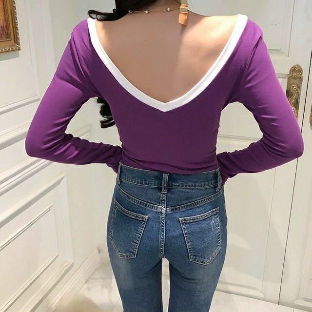 Áo phông nữ dài tay cổ tim thời trang XIXO cao cấp mã ATN0004