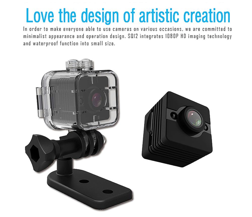 SQ12 Mini Camera HD 1080p Nút ống kính mở rộng góc quay máy quay máy quay phim thể thao DVR Vision Vision Vision Camera