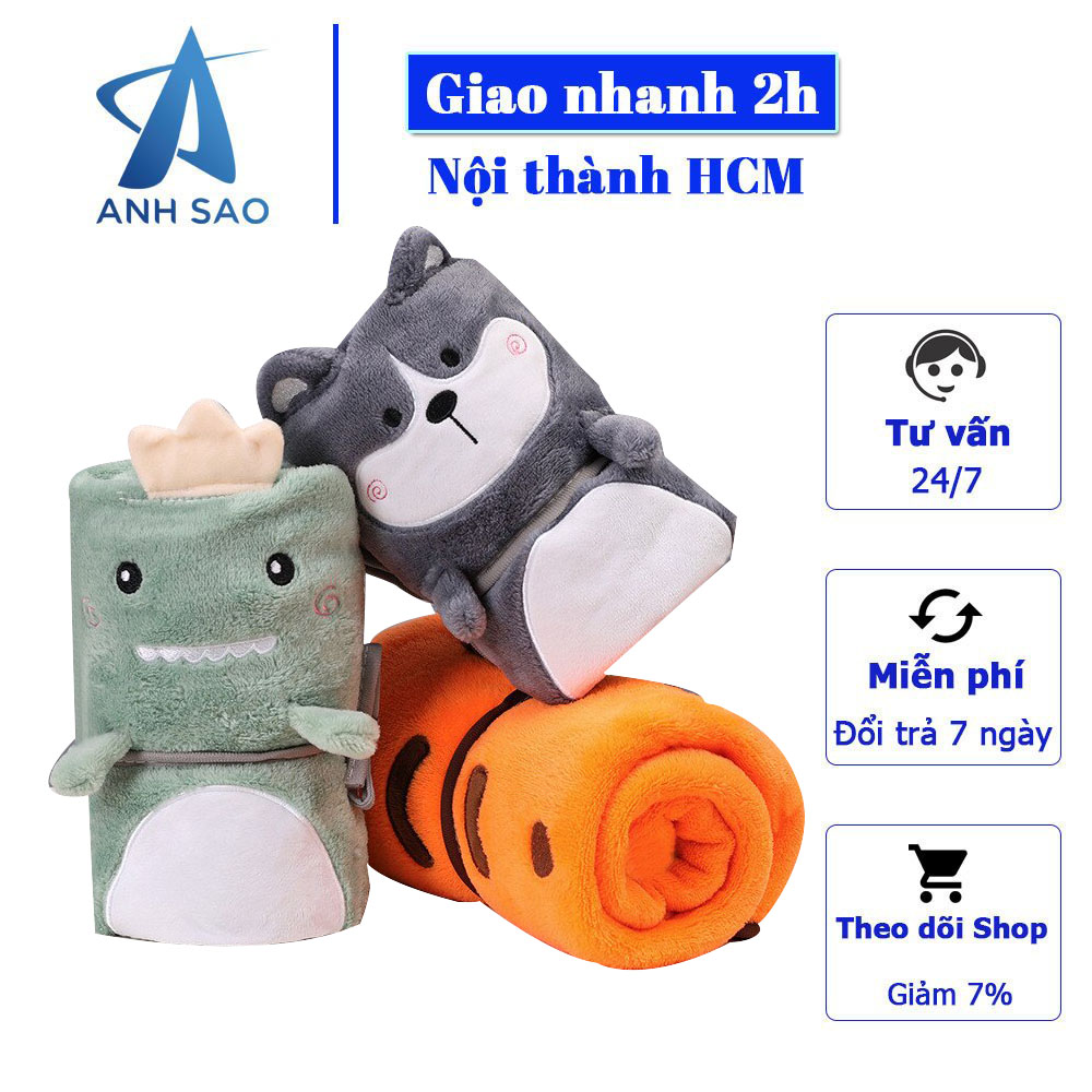 Mền ngủ văn phòng hình thú cao cấp A được chọn màu - mền đắp chân mỏng nhẹ, gấp gọn tiện lợi