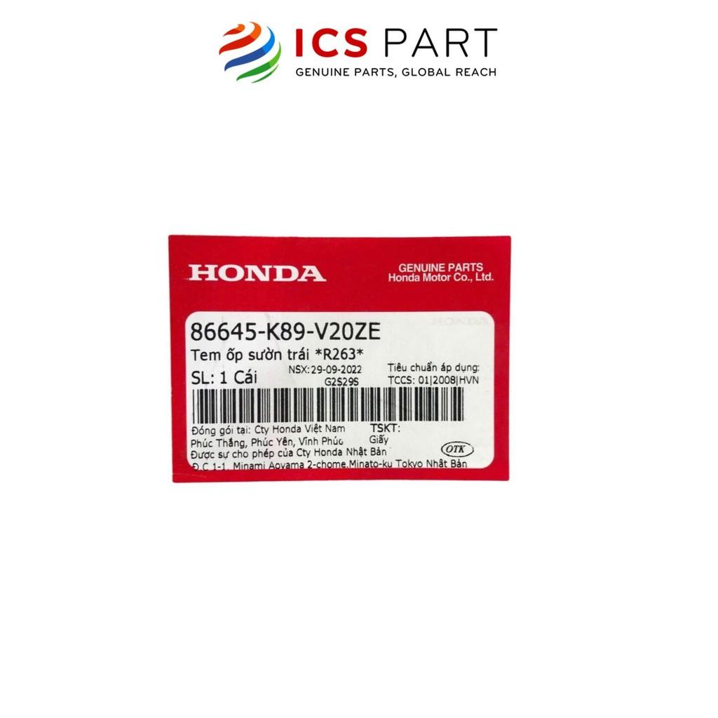 Tem Ốp Sườn (Bên Trái) HONDA Wave Alpha 100 2017-2018 Đỏ R263 (86645K89V20ZE)