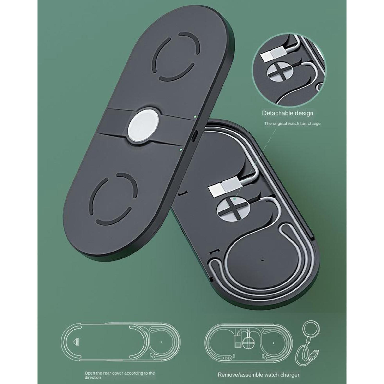 3 in 1 Wireless Charger Pad15W for  SE 2020, 11, 11 Pro, 11 Pro Max
