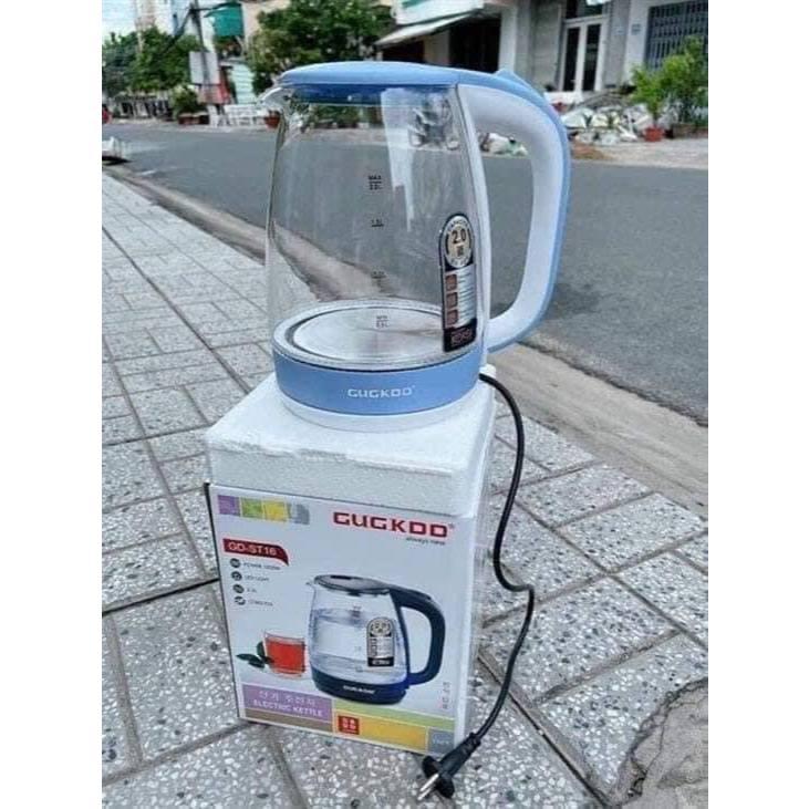 Ấm thủy tinh cooku có đèn báo vạch chia nước công suất 1500W