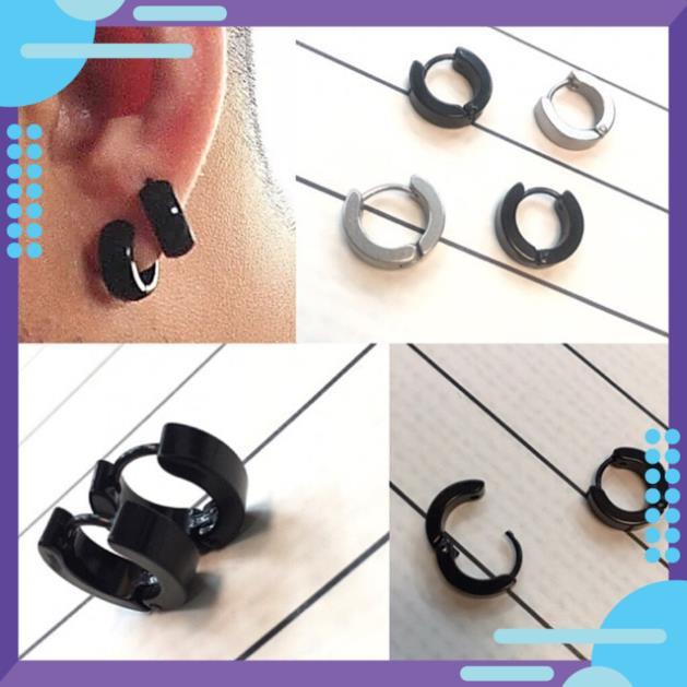 Khuyên tai tròn nhỏ loại trơn cho nam nữ bằng hợp kim