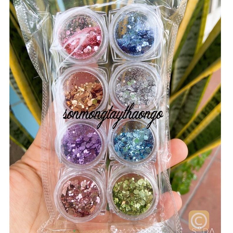 Set nhũ kim tuyến , nhũ rắc trang trí móng tay dành cho nail