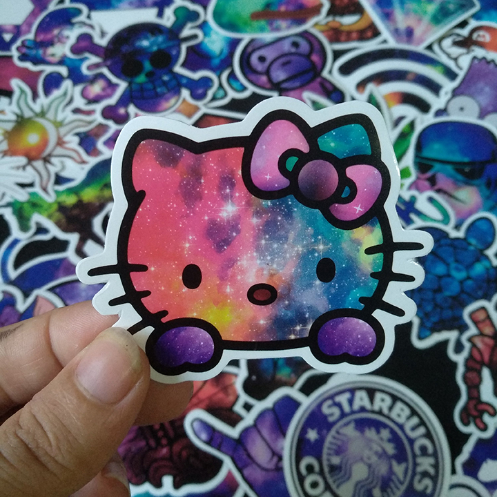 Bộ Sticker dán cao cấp chủ đề MÀU TÍM GALAXY - Dùng dán Xe, dán mũ bảo hiểm, dán Laptop