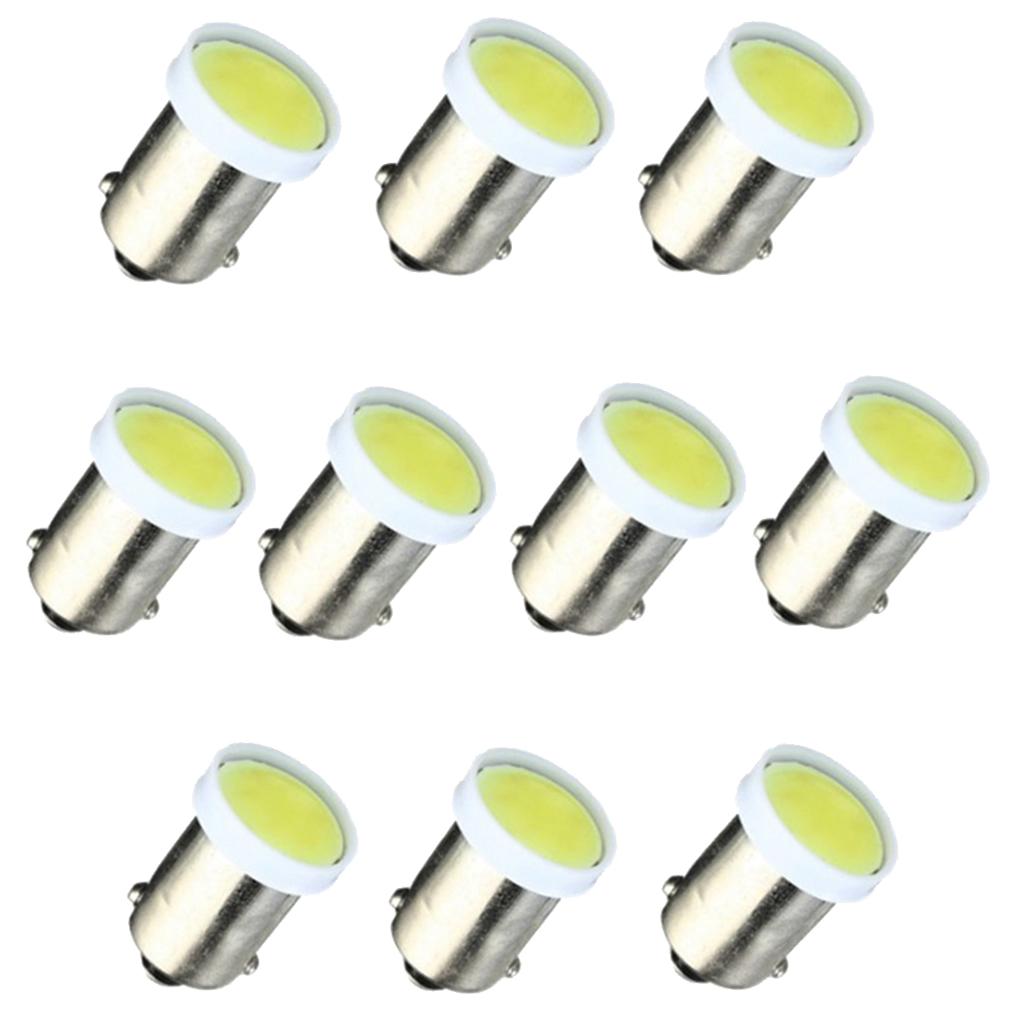 Pack of 10 Aluminum BA9S COB LED Car Dash Reading/License Plate Light Side Wedge Bulbs