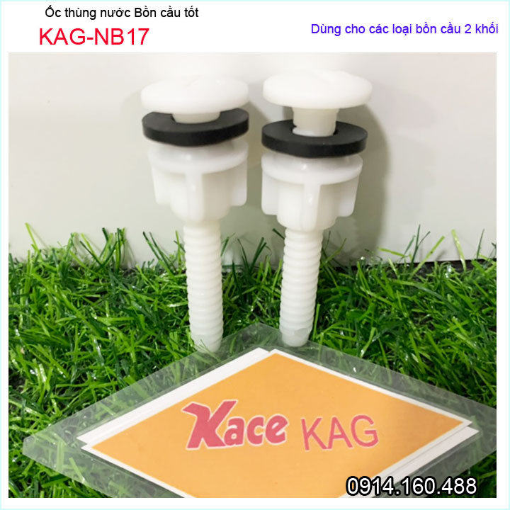 Ốc thùng nước bồn cầu thiên thanh KAG-NB17, ốc két xí bệt 2 khối nhựa trắng 100% loại 1 không gỉ séc