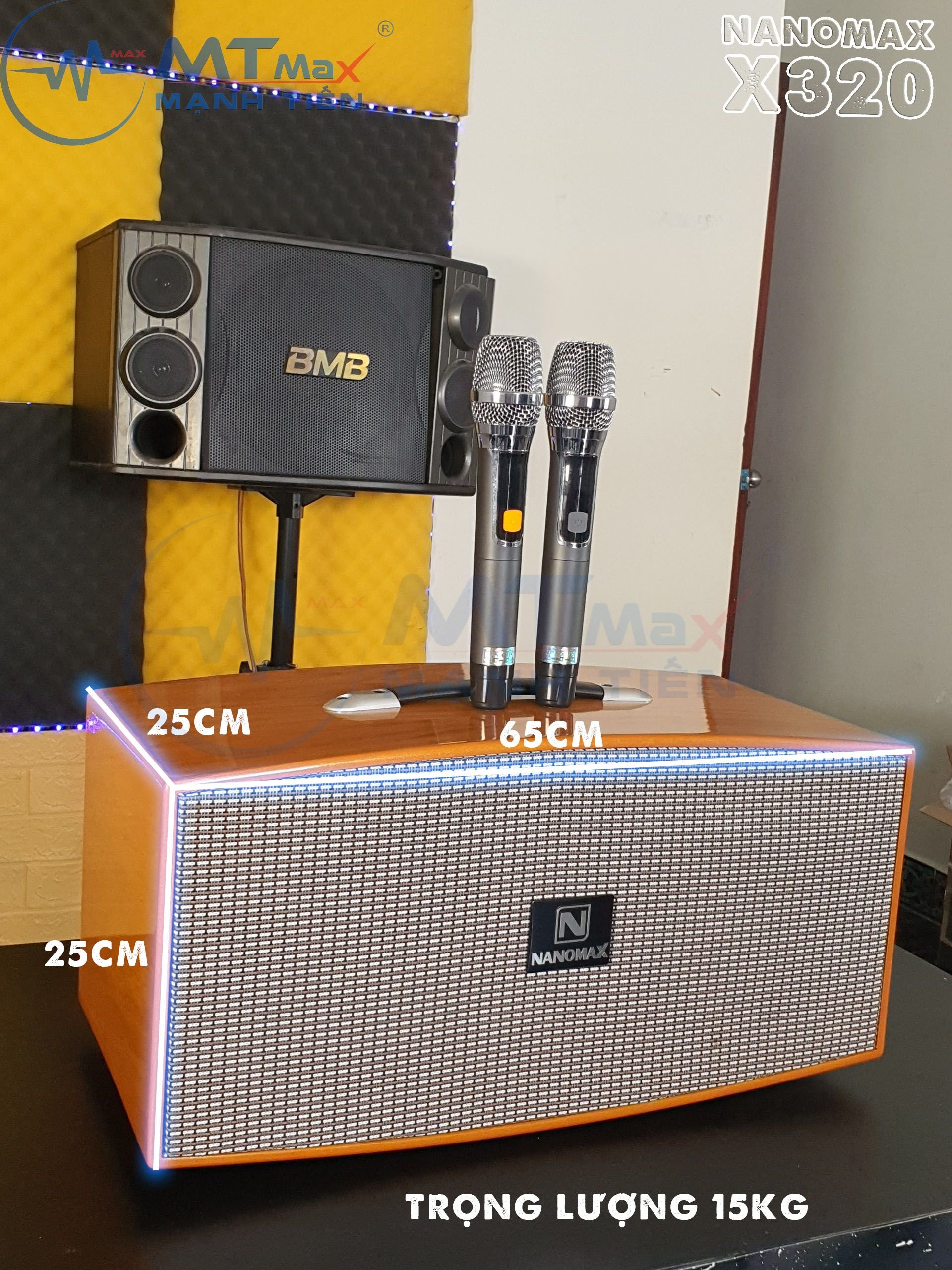 [Hàng mới về giá ưu đãi]Loa karaoke xách tay Nanomax X320 công xuất lớn cực hay nằm trong phân khúc giá tầm trung nhưng lại mang thiết kế nhỏ gọn và đặc biệt với tiếng bass mạnh mẽ, trầm ấm, tiếng treble khi lên cao không bị rú rất phù hợp hát karaoke