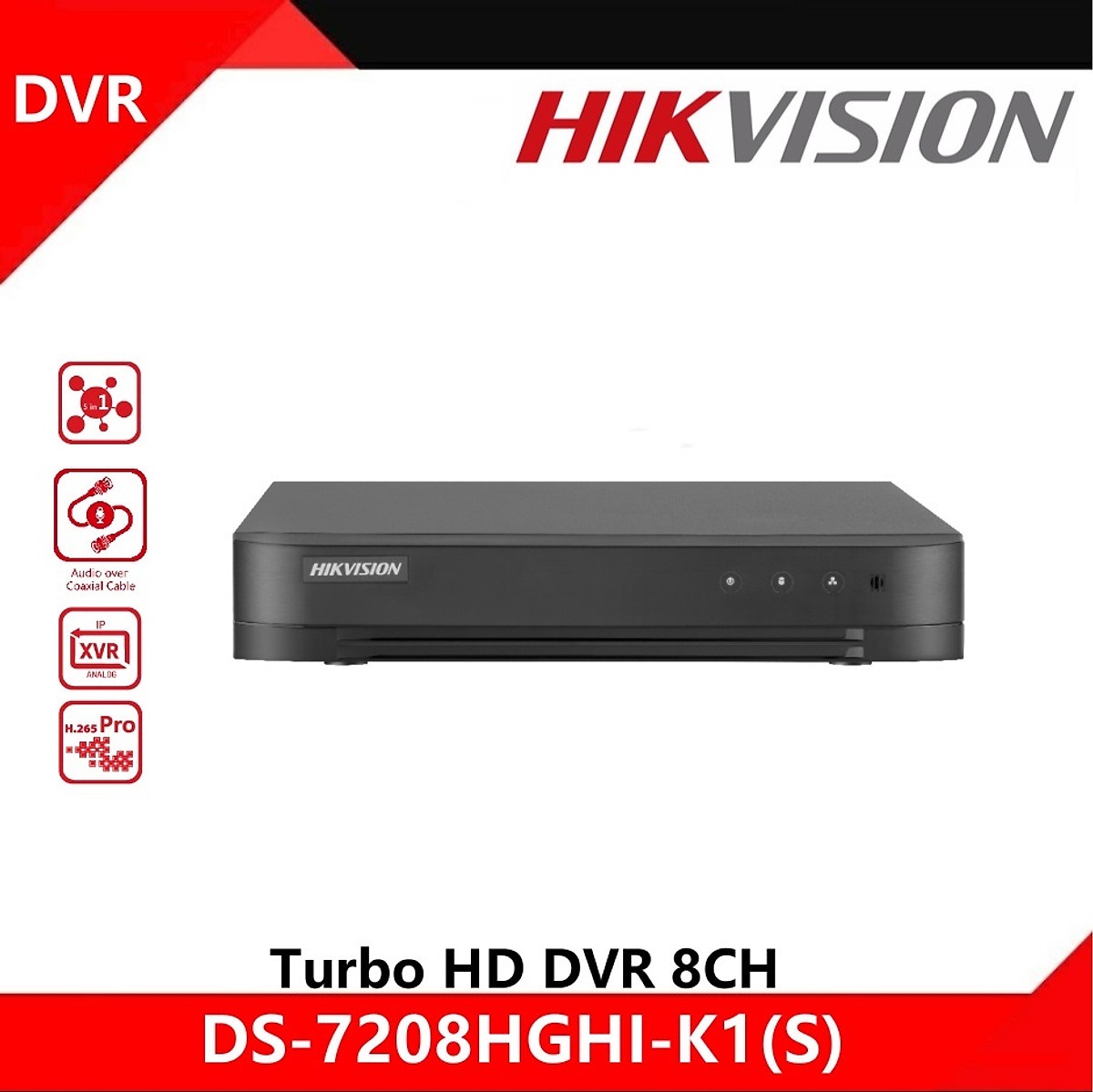 Đầu ghi hình camera Analog HD-TVI 8 Kênh Hikvision DS-7208HGHI-K1 (S) 1080P LITE H.265 Pro - Hàng chính hãng