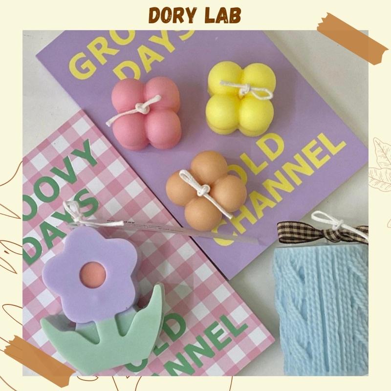 Set Hộp Quà Tặng Nến Thơm Bông Hoa Và Rubik Mini Màu Pastel Ngọt Ngào - Dory Lab