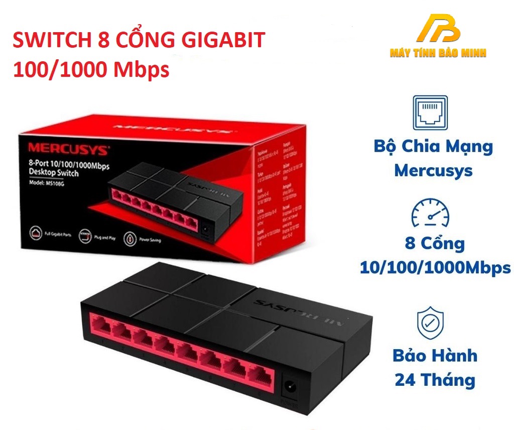 Switch Mercusys MS108G- Hàng chính hãng