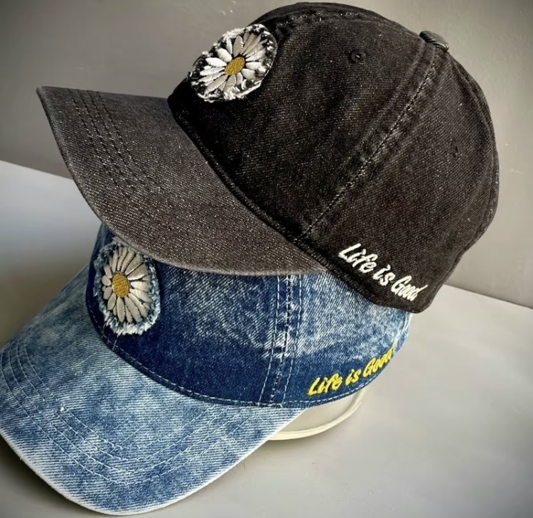Combo 2 nón kết, mũ lưỡi trai Hoa Cúc vải jeans form chuẩn siêu đẹp (Ảnh thật)