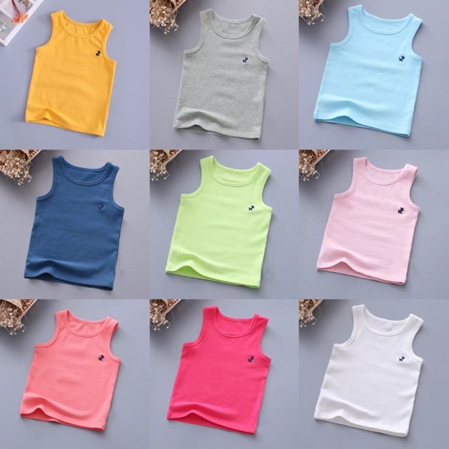 Áo sát nách bé trai, bé gái áo thun trơn ba lỗ cho bé cotton