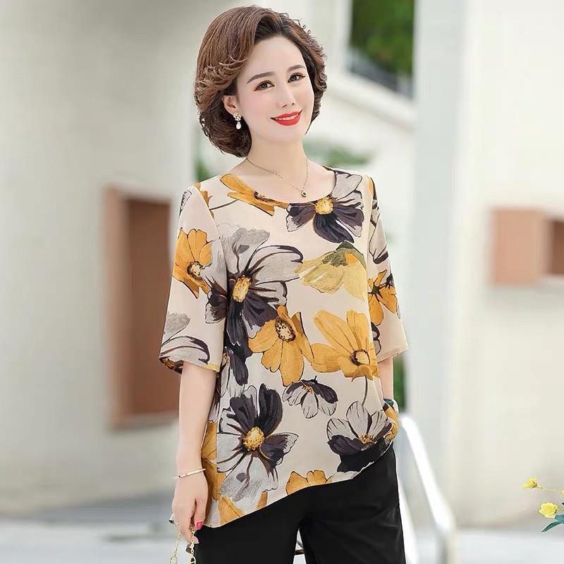 Áo hoa dáng dài cho người lớn tuổi GD19-0121