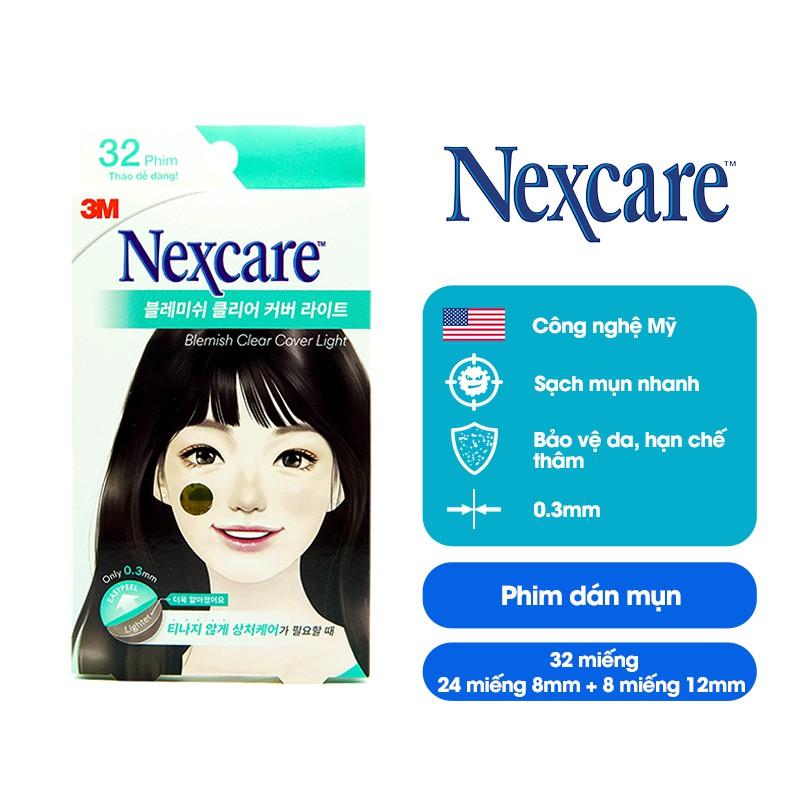 Miếng dán mụn Nexcare 3M hộp 32 miếng (24 miếng 8mm, 8 miếng 12mm) - Siêu mỏng, không thấm nước BBC LIGHT