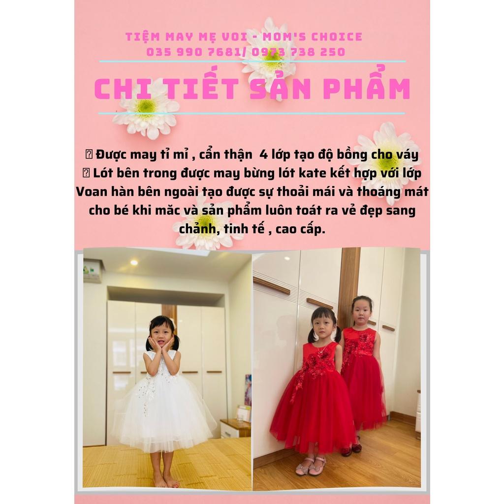 Váy công chúa, đầm công chúa thiết kế cho bé gái màu đỏ rực rỡ cho bé từ 1 đến 10 tuổi tại Mom's Choice