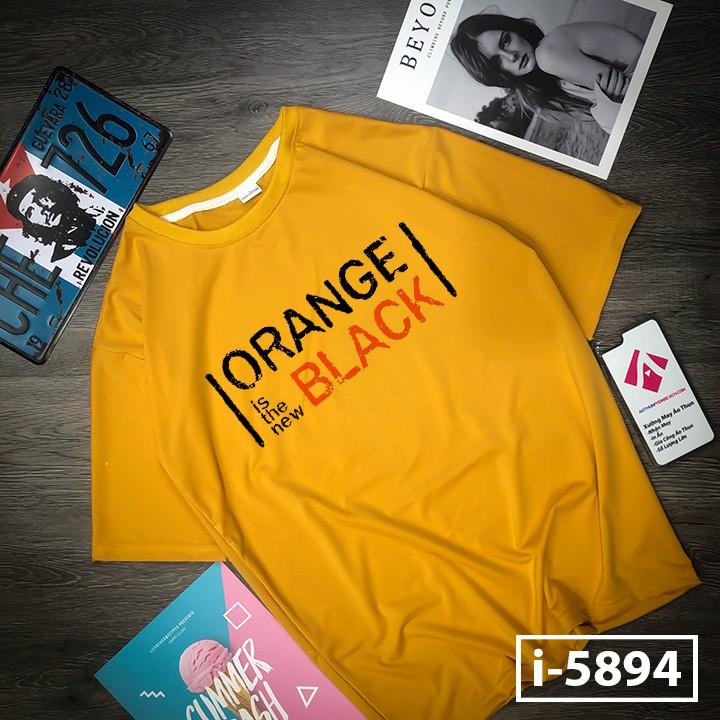 Áo Thun Nữ Unisex Màu Vàng Chữ ORANGE BLACK ATN5894