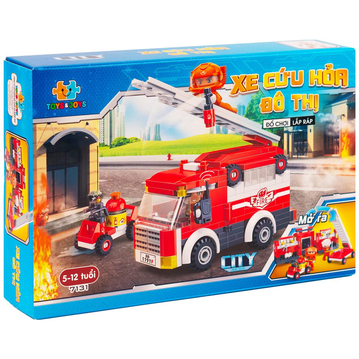 Đồ Chơi Lắp Ráp Xe Cứu Hỏa Đô Thị - City Fire Ladder Truck - Toys&amp;Joys 7131 (229 Mảnh Ghép)