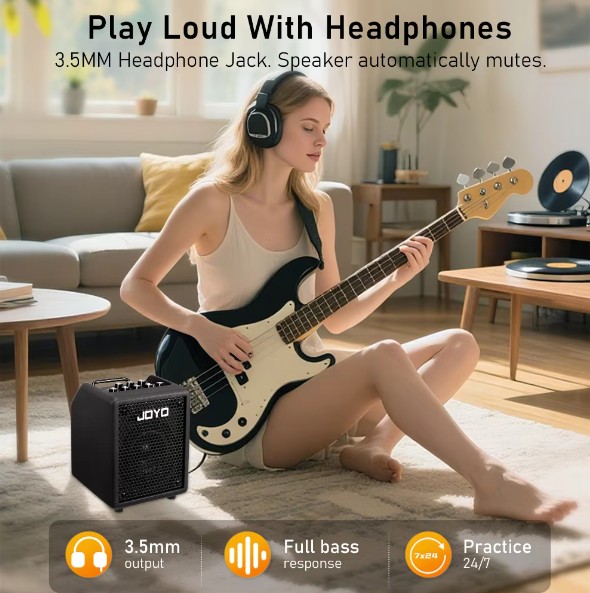 Amp Bass Joyo BA-30 30W Bluetooth 5.1 OTG Compressor EQ 3 Band Loa Bass Mini- Hàng chính hãng