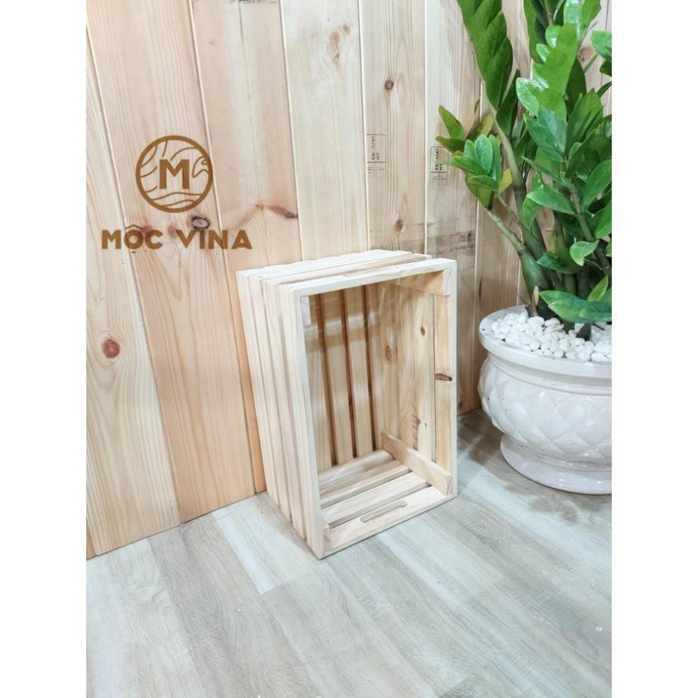 Thùng box gỗ thông decor trang trí 40*26*20 Mộc Vina
