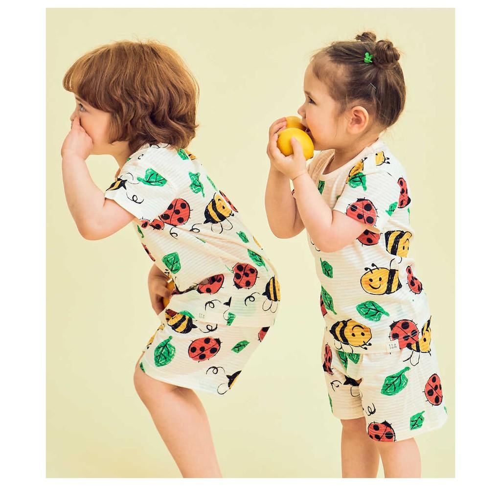 BỘ NGẮN CAO CẤP CHO BÉ - TTASOM NỘI ĐỊA HÀN , CHẤT COTTON GIẤY ORGANIC, MẪU CON ONG
