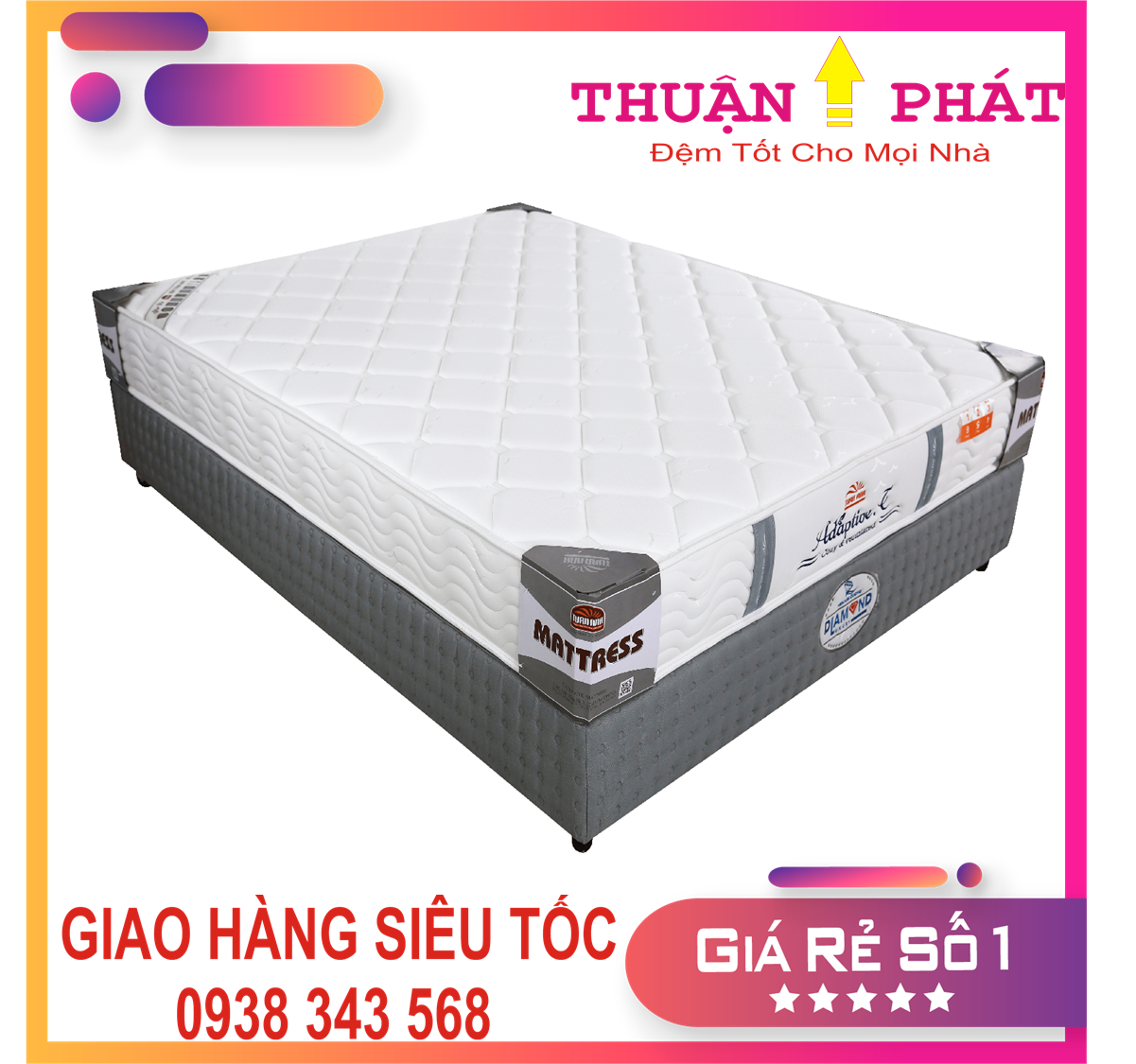 Đệm lò xo Adaptive Cao Cấp Dầy 24cm - Chuẩn Khách Sạn Hạng - Khích thước 1m8x2m , 1m6x2m