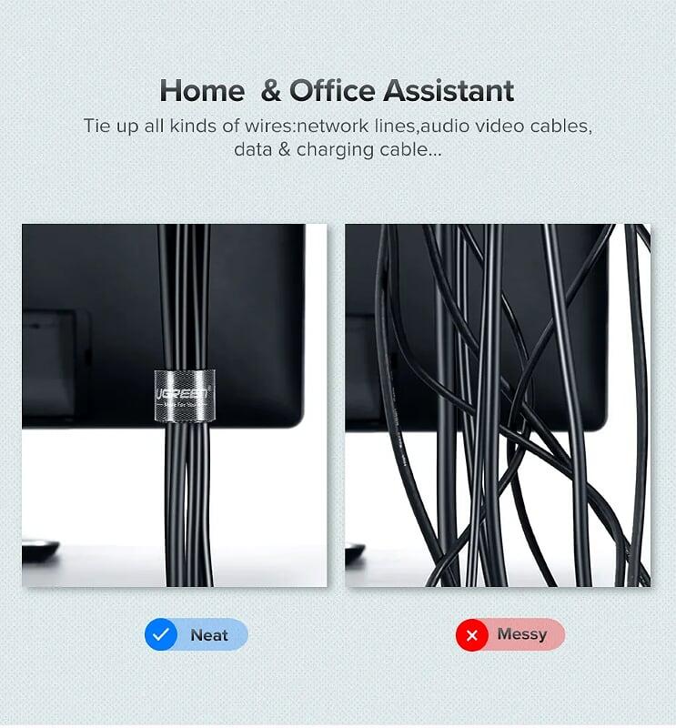 Ugreen UG40354LP124TK 2M Black Velcro Cable Organizer Black - HÀNG CHÍNH HÃNG