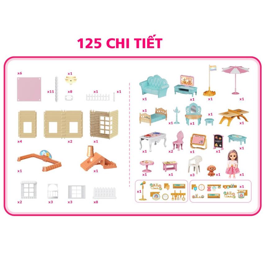 Đồ Chơi Mô Hình Ngôi Nhà Búp Bê Khổng Lồ Có Ống Khói - Sweet Heart SH668-39A (125 Chi Tiết)
