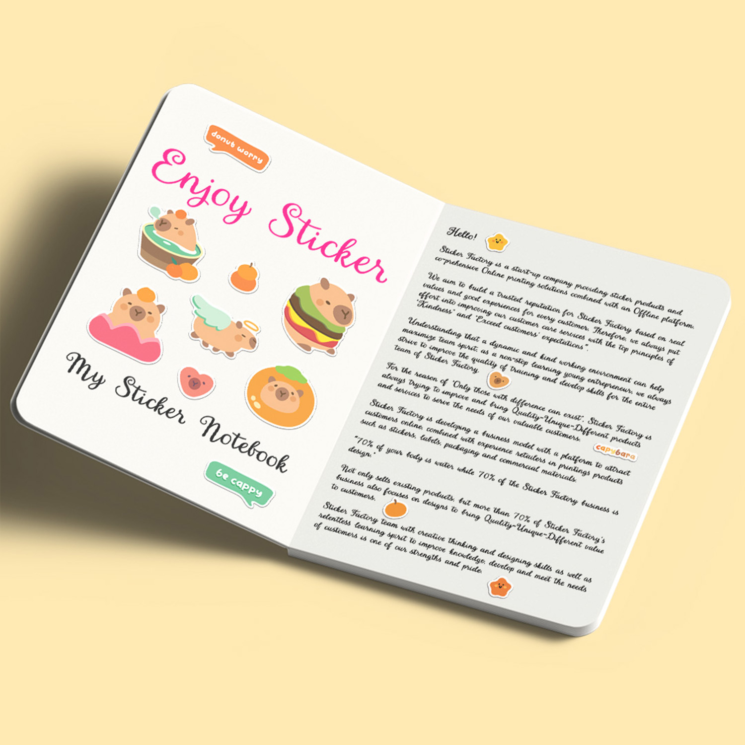ES32 Cute Capybara Enjoy sticker sheet hình dán chống thấm nước Made in Vietnam Sticker Factory