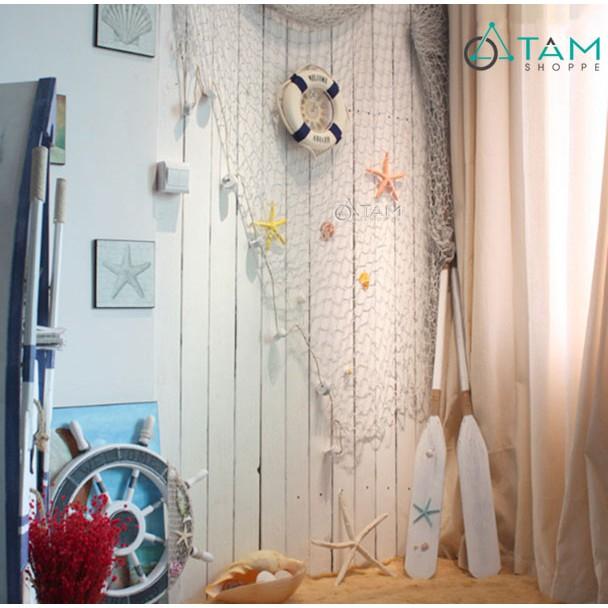 Lưới bắt cá trang trí có đính vỏ ốc