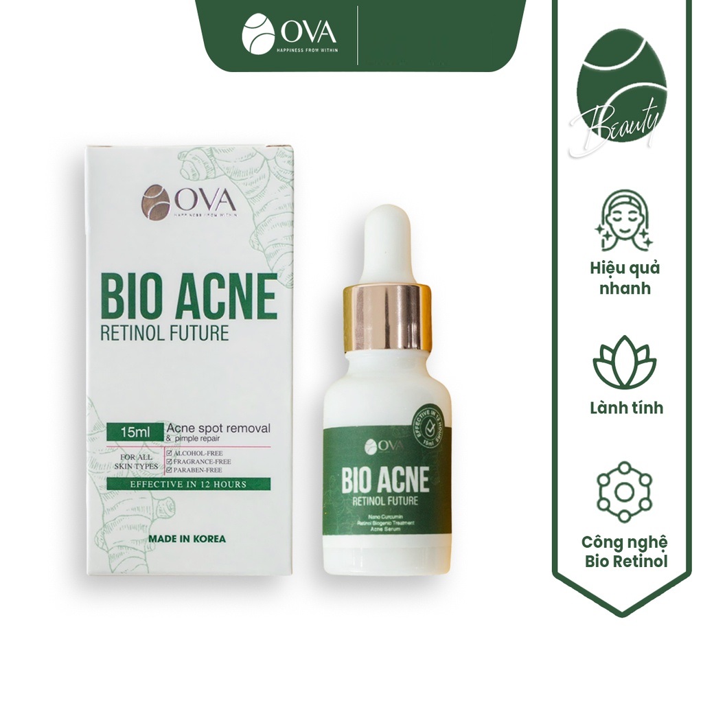 Serum giảm mụn mờ thâm lành tính chiết xuất thiên nhiên Bio Acne 15ml Ova Cosmetics