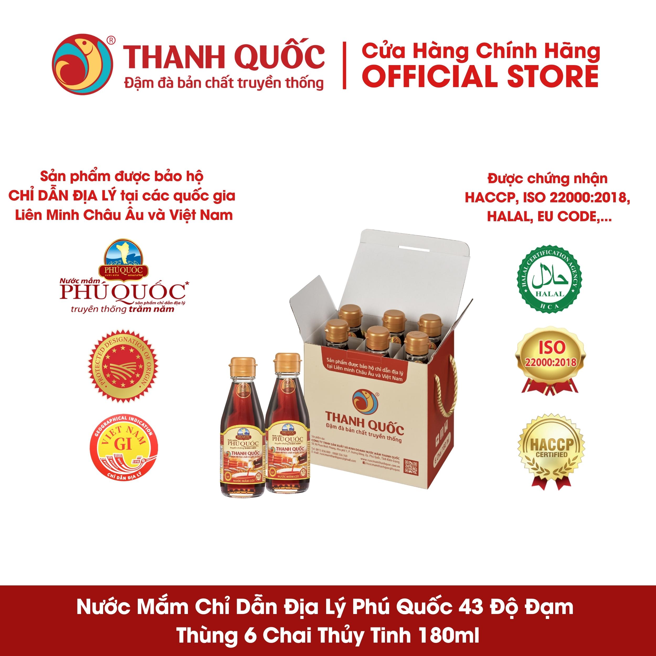 Hộp 6 Chai Nước Mắm Phú Quốc - Thanh Quốc 180ml 43N