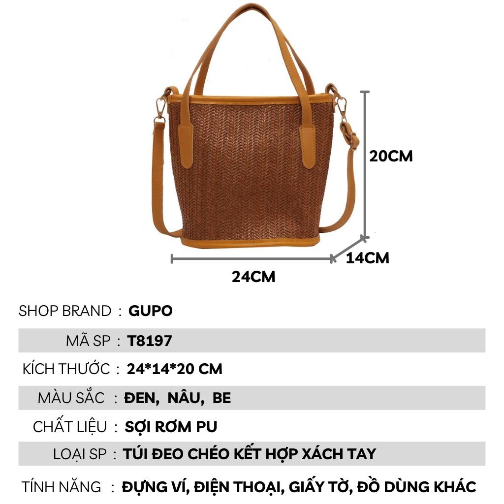 Túi đeo vai dệt rơm nhỏ gọn kết hợp cầm tay phong cách- G8197