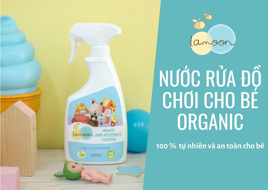 Nước rửa đồ chơi Organic cho bé Lamoon - Bình 500ml