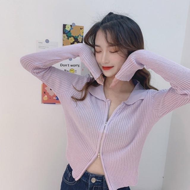 Áo len gân khoá kéo hai chiều (mặc được nhiều kiểu