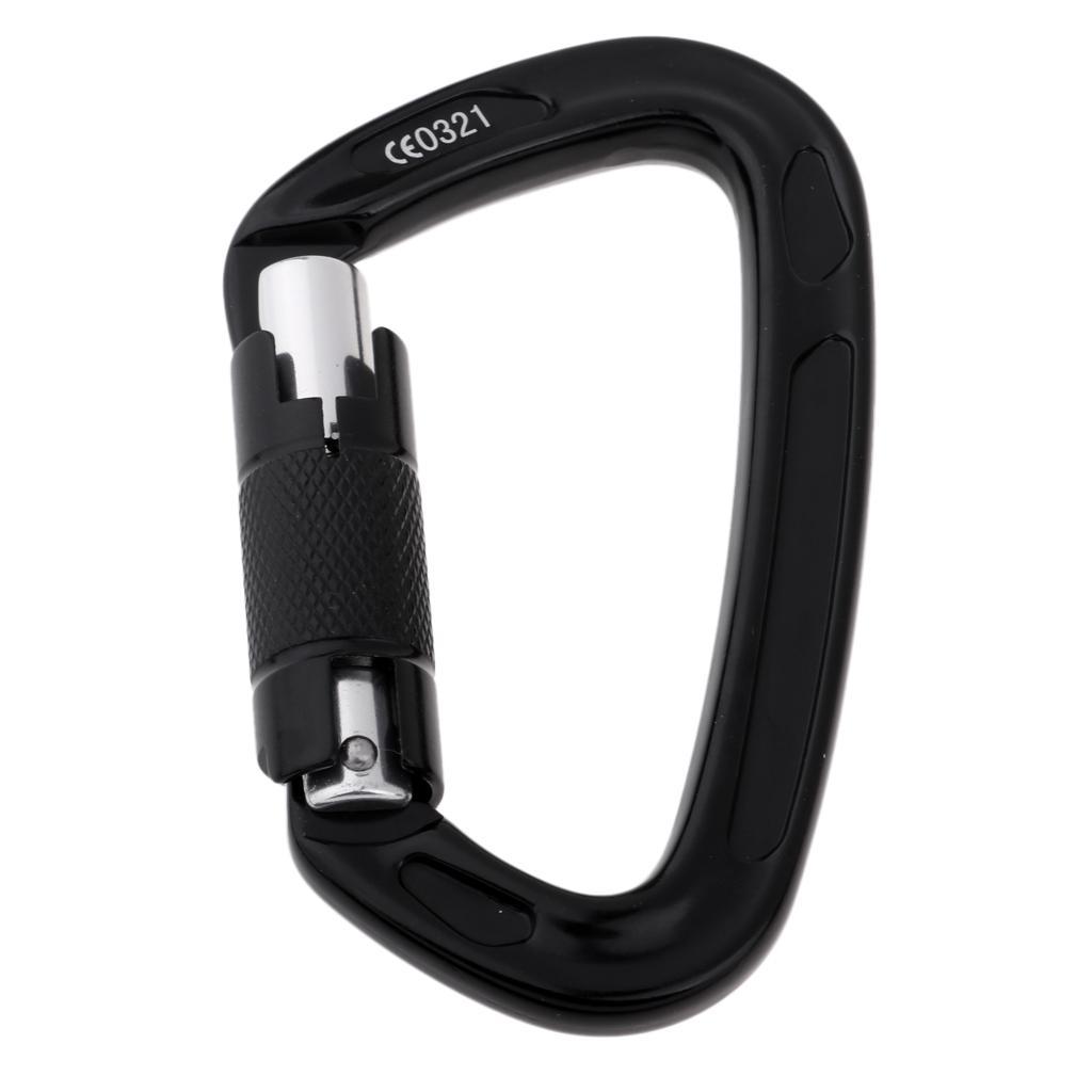 24KN Auto Locking Carabiner Hammock Carabiner For Rappelling Climbing Black