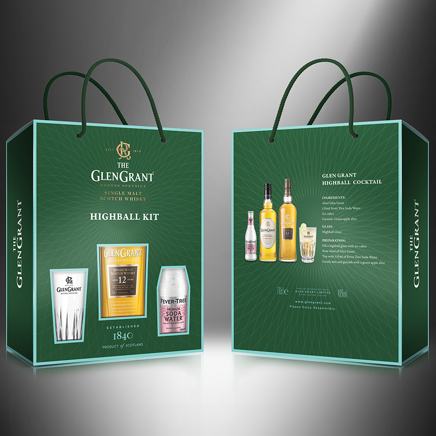 Set GLENGRANT SODA: 01 Rượu Glen Grant Aged 12YO 700ml 43% &amp; 02 chai Fever Tree Soda Water - Kèm hộp