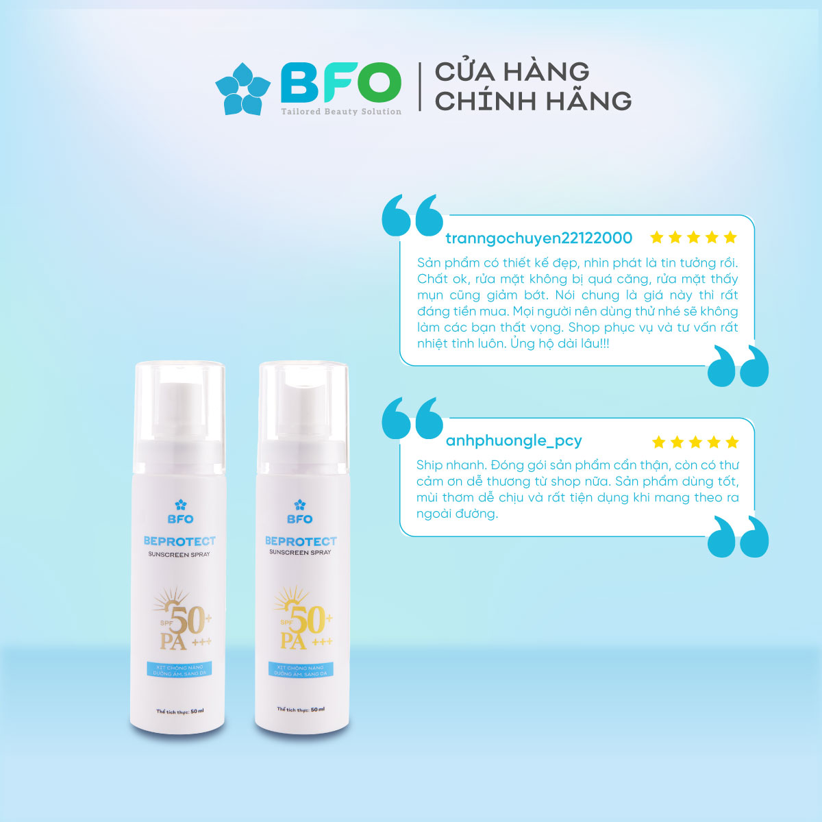 Xịt Chống Nắng Bảo Vệ Hoàn Hảo Dưỡng Da Nâng Tone Beprotect SPF 50 PA